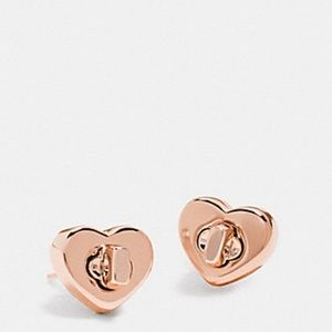 Coach heart turn-key stud earrings, rose gold
